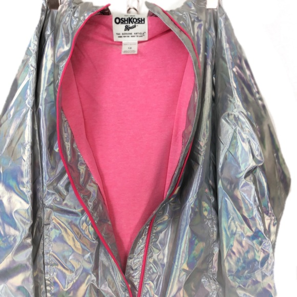 NWT OshKosh silver holographic lined rain jacket - Picture 4 of 7